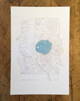 Crater Lake National Park Topographic Map Letterpress Print