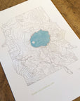 Crater Lake National Park Topographic Map Letterpress Print