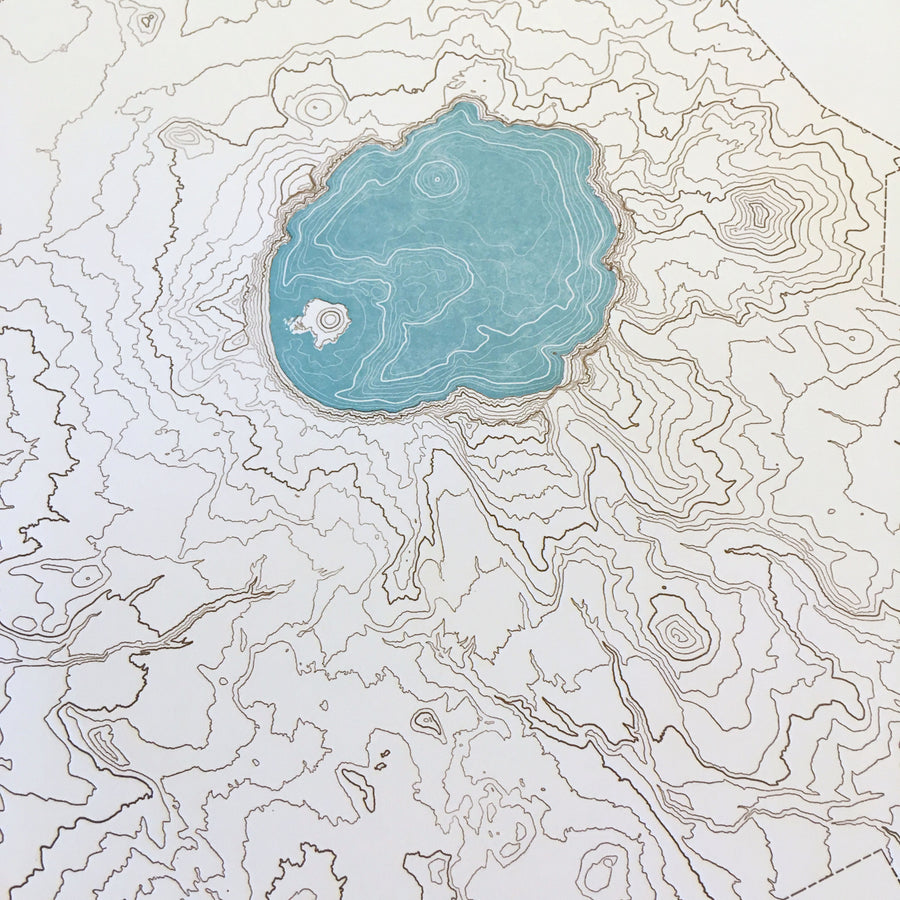 Crater Lake National Park Topographic Map Letterpress Print