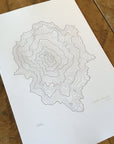 Mount Jefferson Topographic Map Letterpress Print