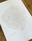 Mount Shasta Topographic Map Letterpress Print