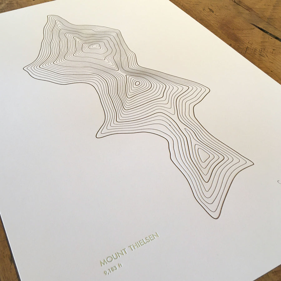 Mount Thielsen Topographic Map Letterpress Print