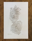 Three Sisters Topographic Map Letterpress Print