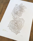 Three Sisters Topographic Map Letterpress Print