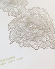 Three Sisters Topographic Map Letterpress Print