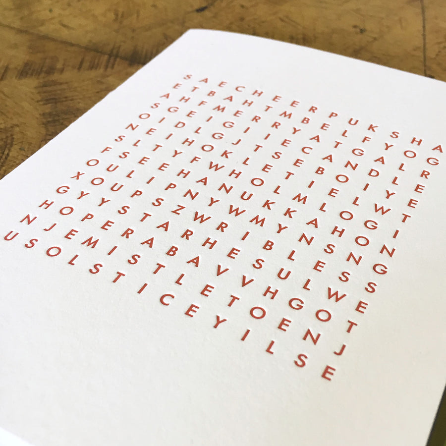 Holiday Word Search Letterpress Cards