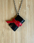 Miniature Book Necklace Black Leather