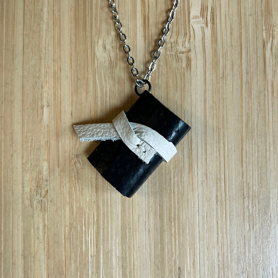 Miniature Leather Book Necklace