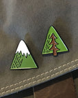 Minimal Adventure Enamel Pins - Mountain and Tree