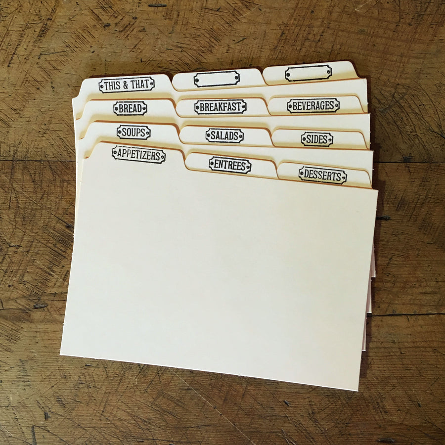 4"x6" Letterpress Recipe Card Dividers Green Bird Press 4"x6" Letterpress Recipe Card Dividers Green Bird Press