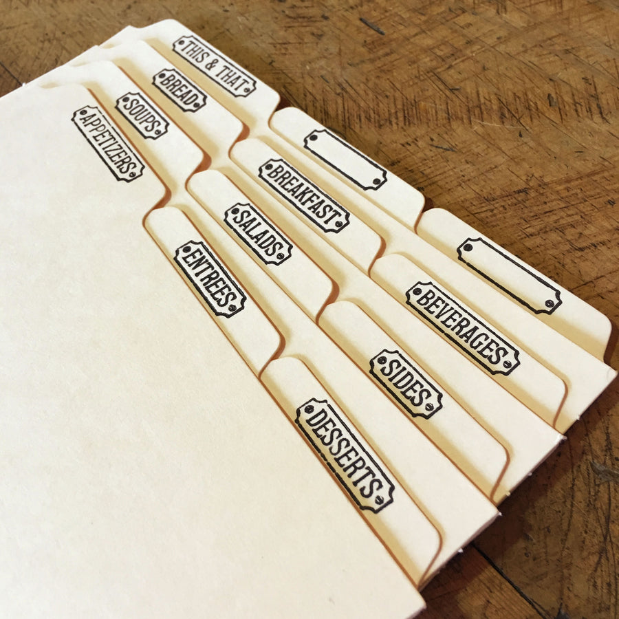 4"x6" Letterpress Recipe Card Dividers