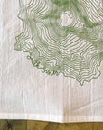 South Sister Topographic Map Screen Printed Tea Towel