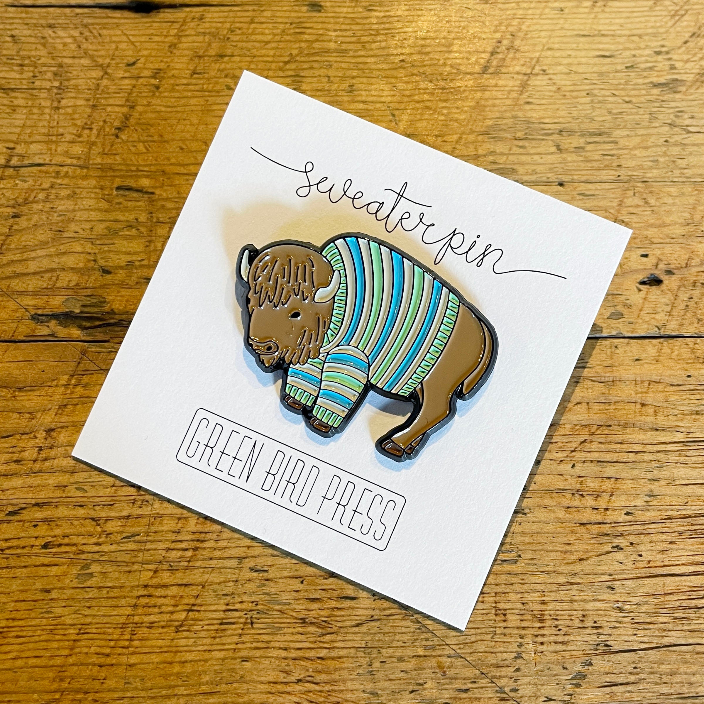Buffalo Sweater Enamel Pin – Green Bird Press
