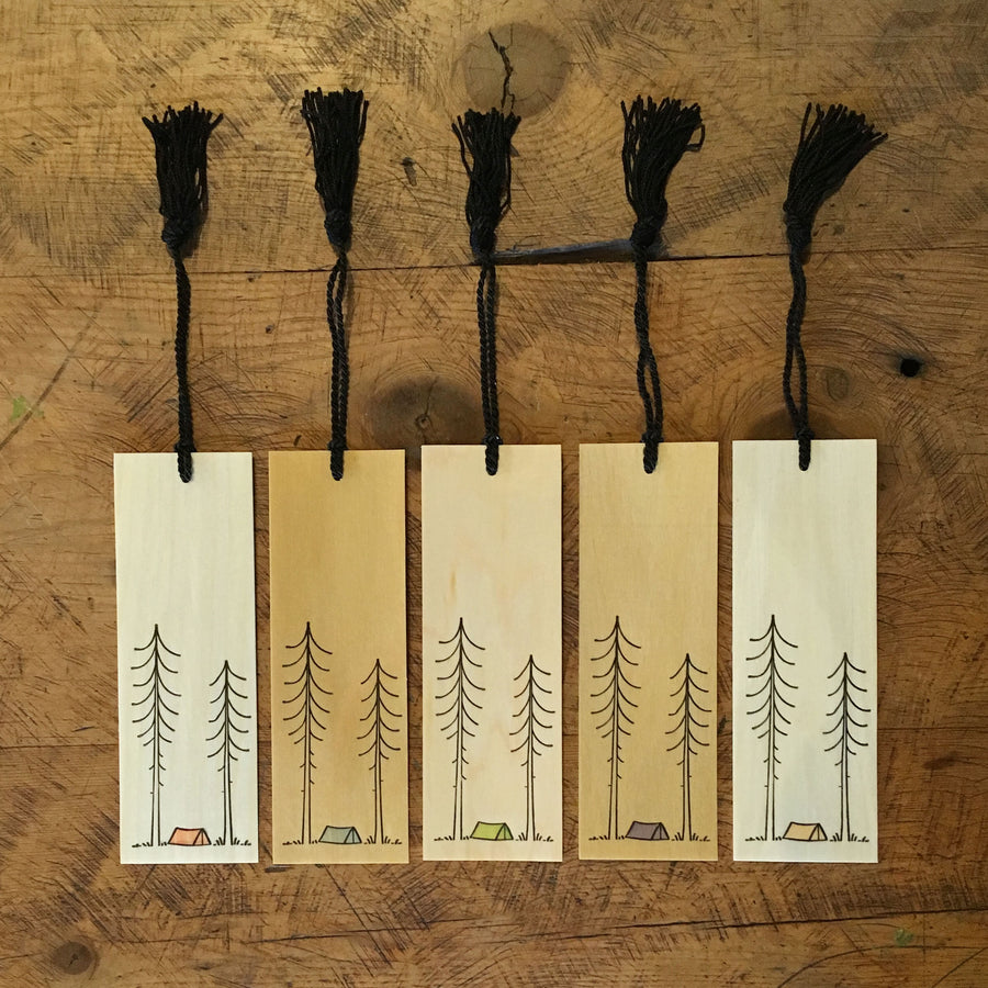 Minimal Adventure Letterpress and Watercolour Bookmark - Tent